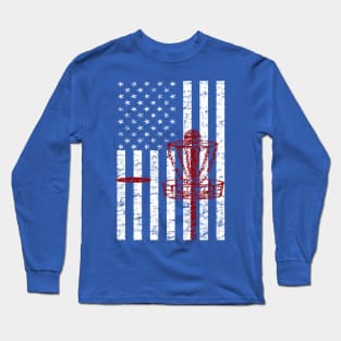 Disc Golf American Flag Patriotic Disc Golf T-shirt Long Sleeve T-Shirt